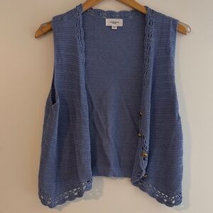 Annexwear Light Blue Crochet-Trim Knit Vest
